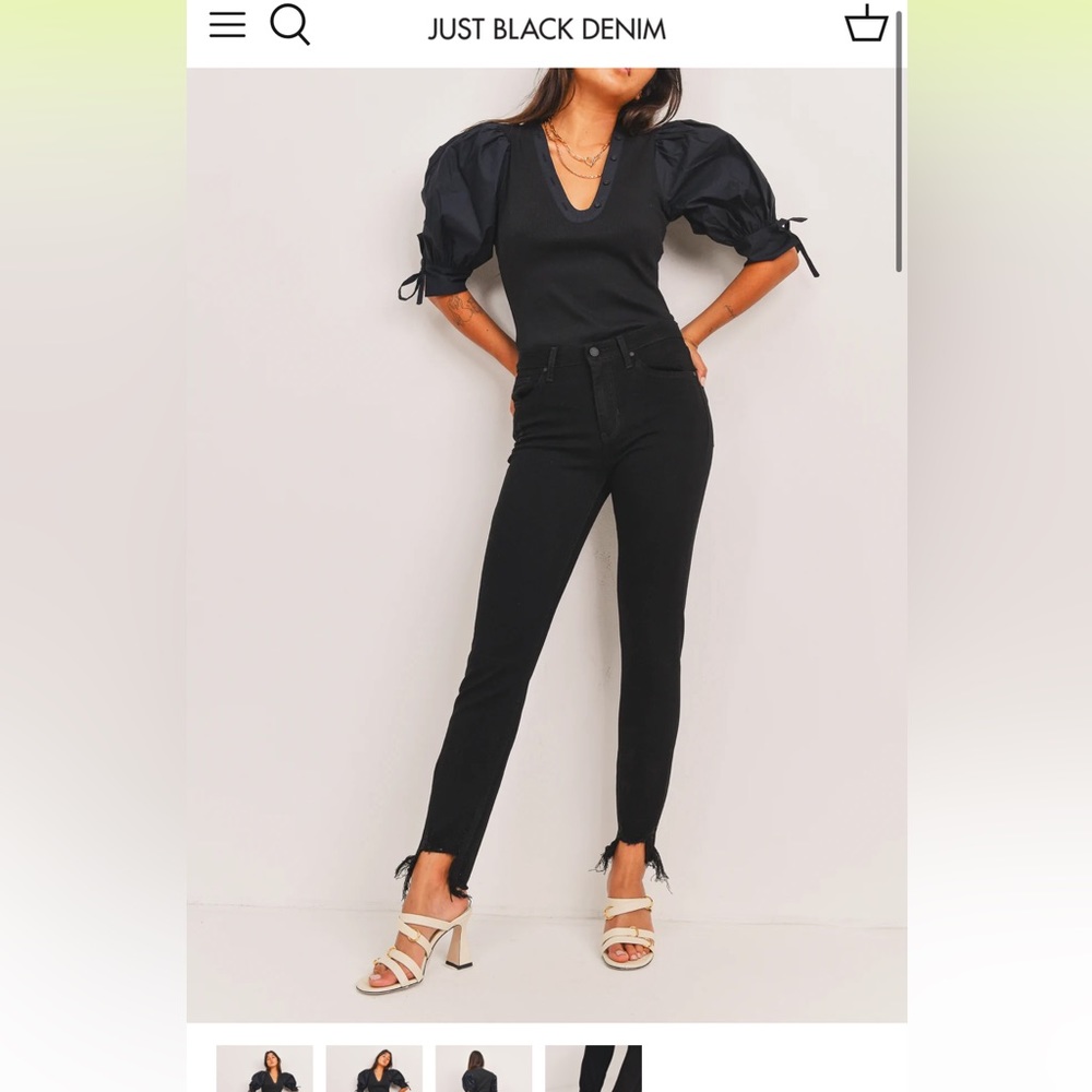 Just Black cropped step denim